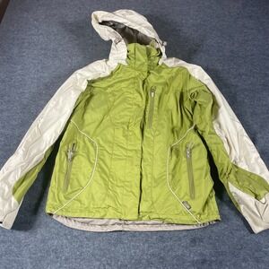 Obermeyer Jacket Womens 8 Green Full Zip‎ Hooded Vented Skiing Racing Thermolite